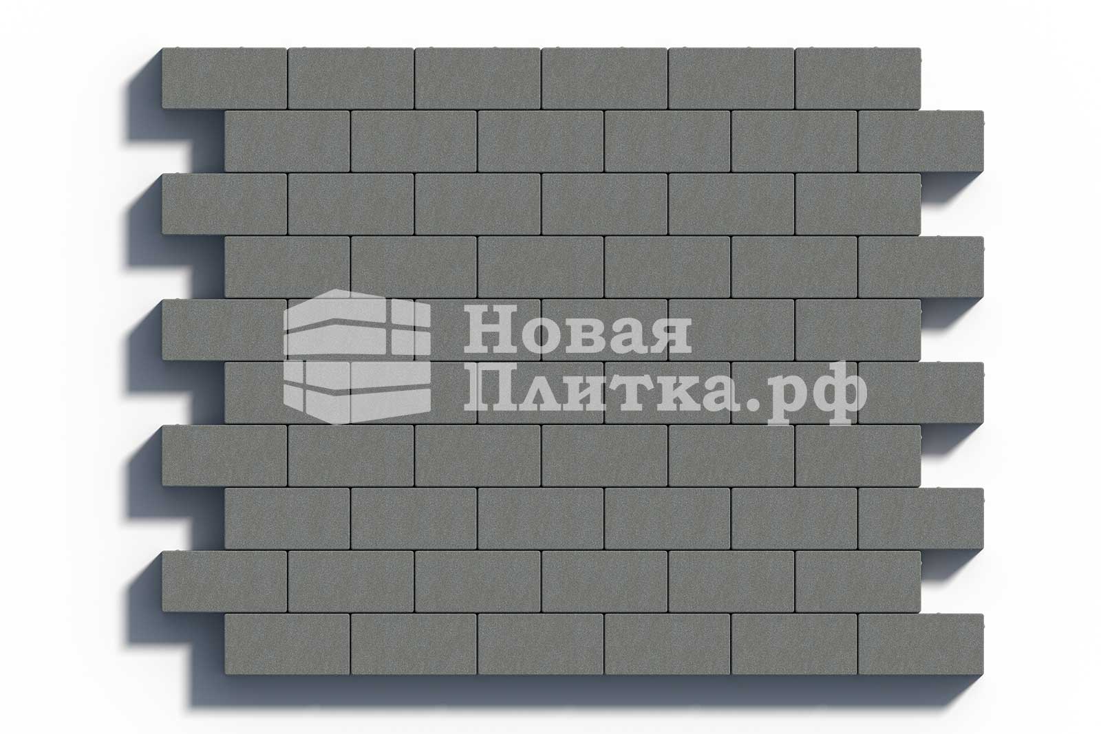 Тротуарная плитка Кирпич, 200х100х40 мм, стандарт Серый