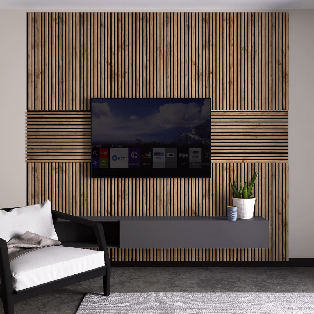 Реечная панель для стен Акустическая Stella Trend Light Пекан 900х600х21