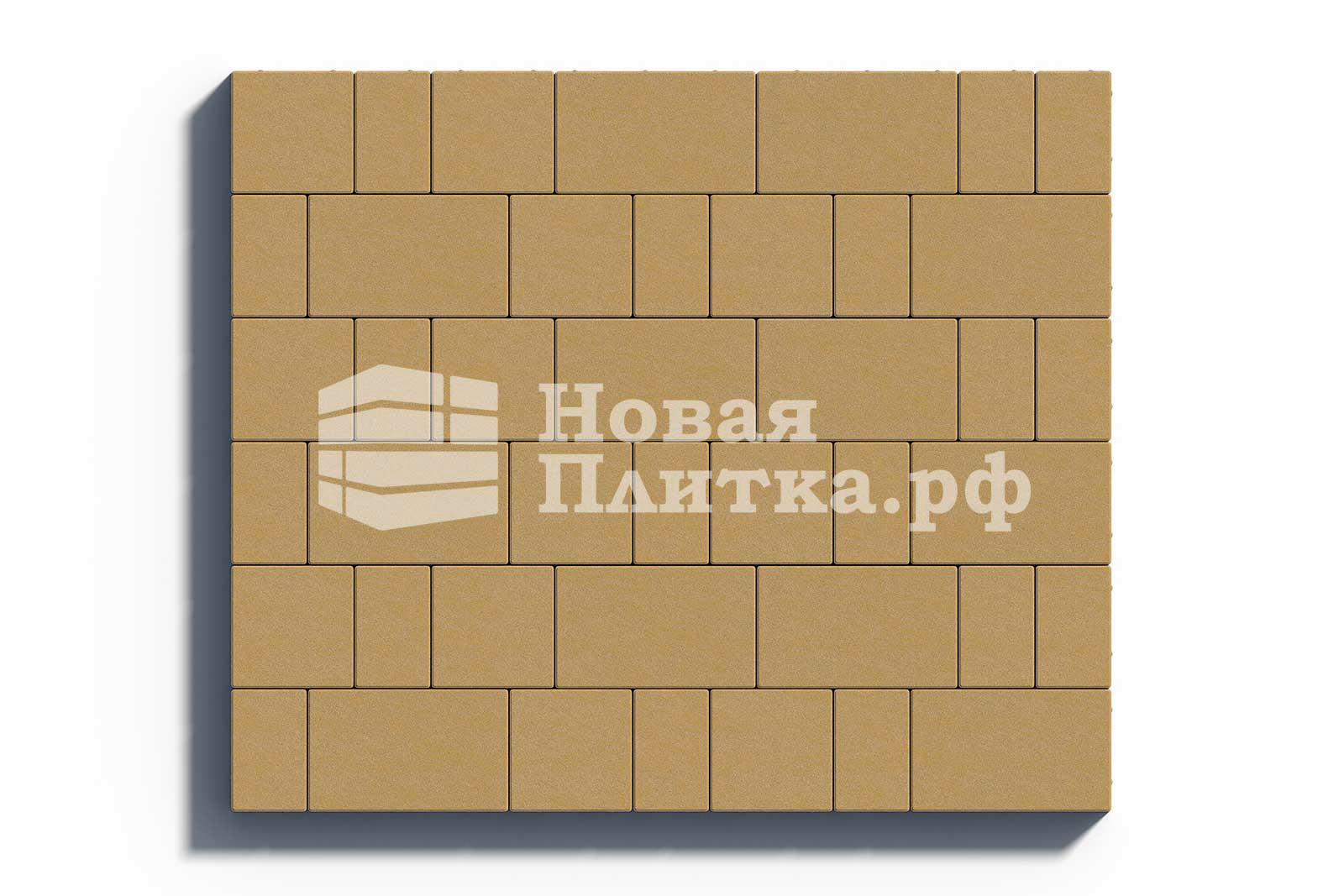 Тротуарная плитка Новый Город из 3-х камней, высота 60 мм, стандарт Желтый на с/ц