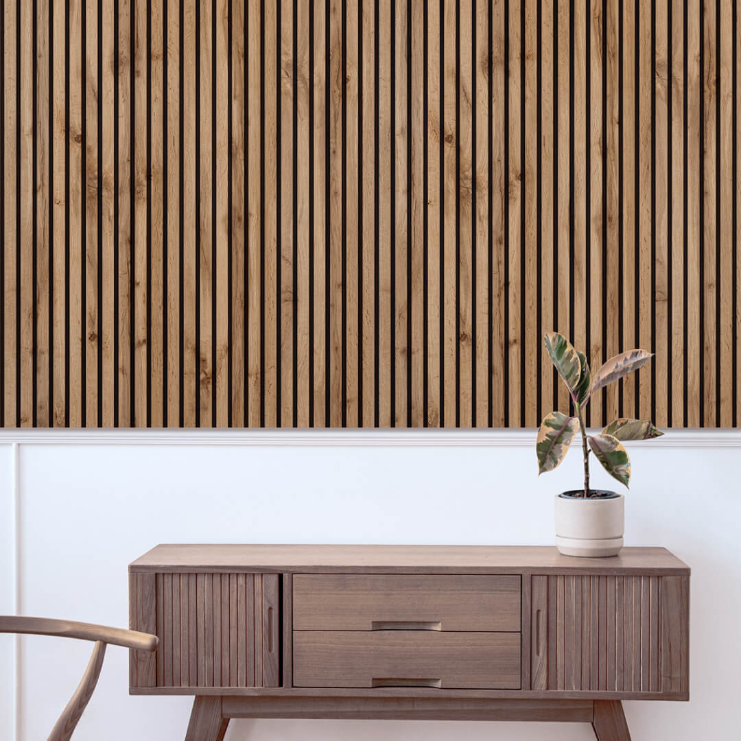 Реечная панель для стен Акустическая Stella Trend Light Пекан 900х600х21